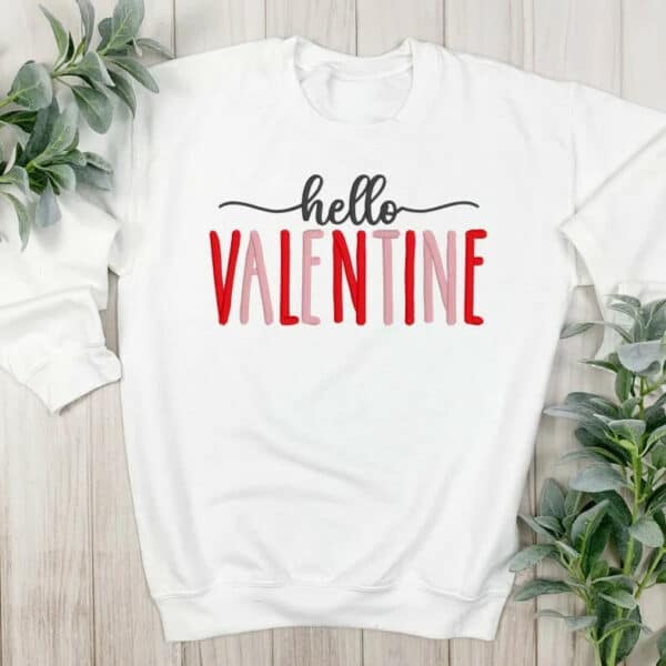 Hello Valentine Embroidery Shirt